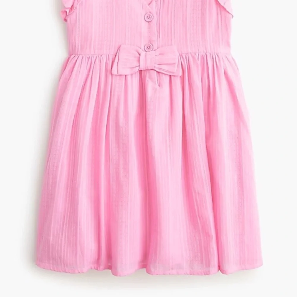NWT Crewcuts Pink Ruffled Sundress Sleeveless Bow in Back Casual Textured Sz 8